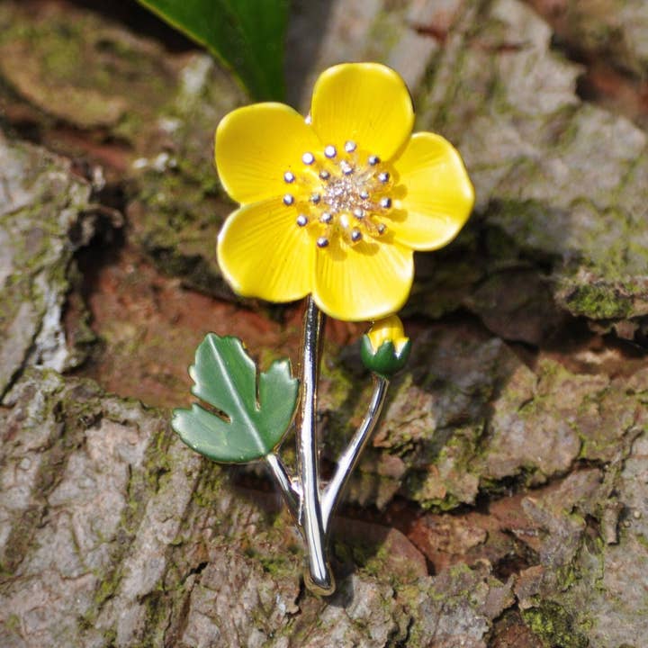 Buttercup Yellow Flower Brooch for wholesale by Alexander Thurlow & Co Ltd