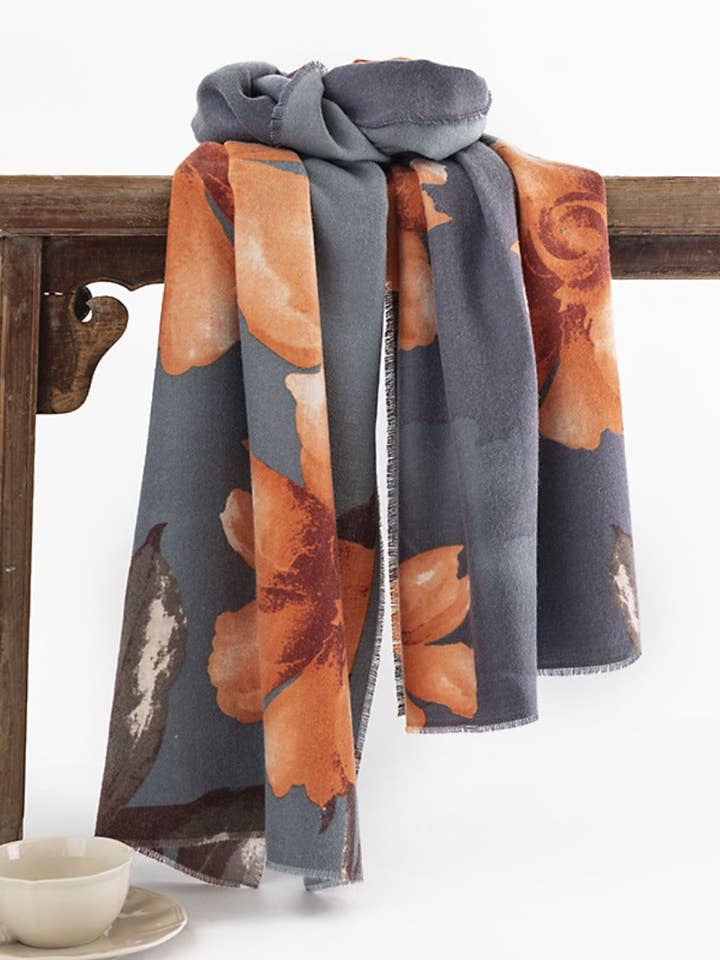 Scarvii - Hibiscus Print Tassel Scarf for wholesale by Funkyrel® Atzbranding Limited