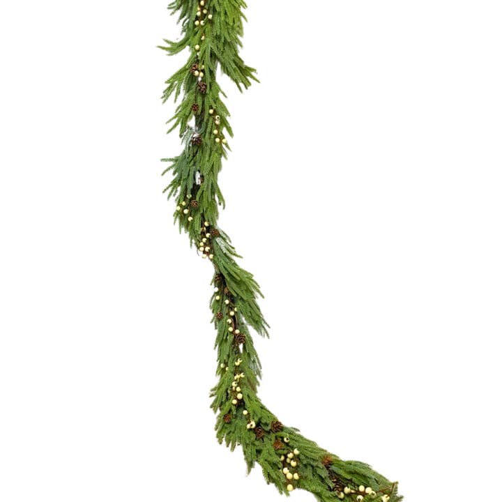 David Christopher's Collection - Wholesale Christmas Decoration - Real Touch Norfolk Pine/Berry/Cone Christmas Garland 72"