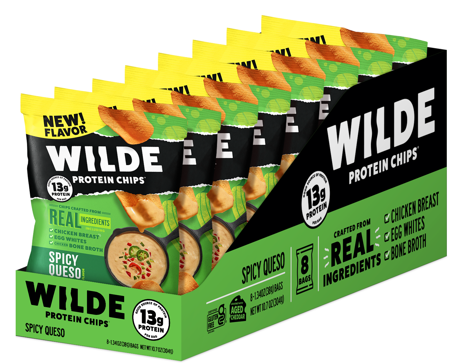 Righteous Felon Craft Jerky - Wholesale Chips - WILDE Spicy Queso Protein Chips 1.34oz2