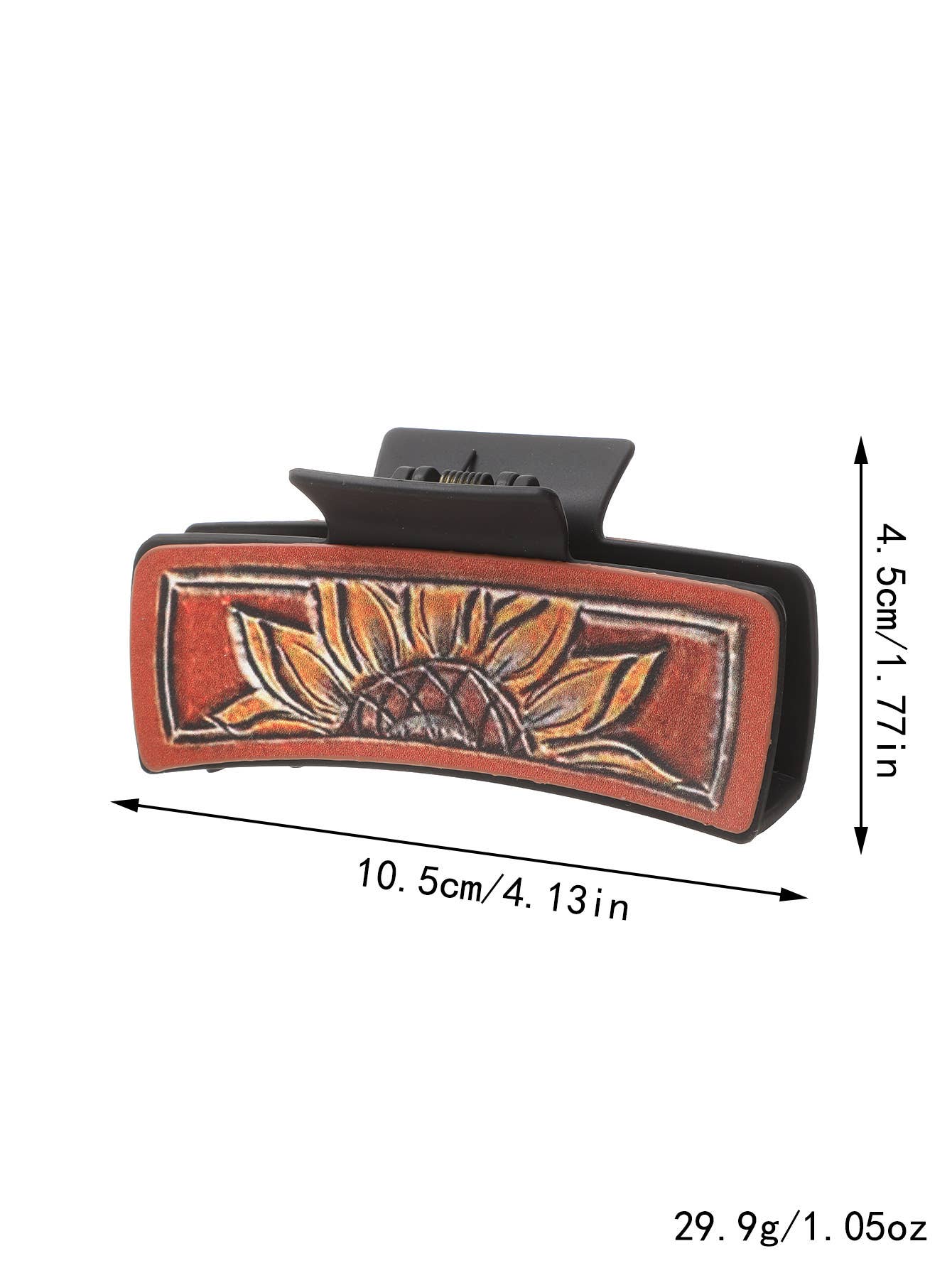 ACCITY - Wholesale Hair Clip - Women's - Sunflower PU Leather Hair Claw, Western Style_CWASC16182