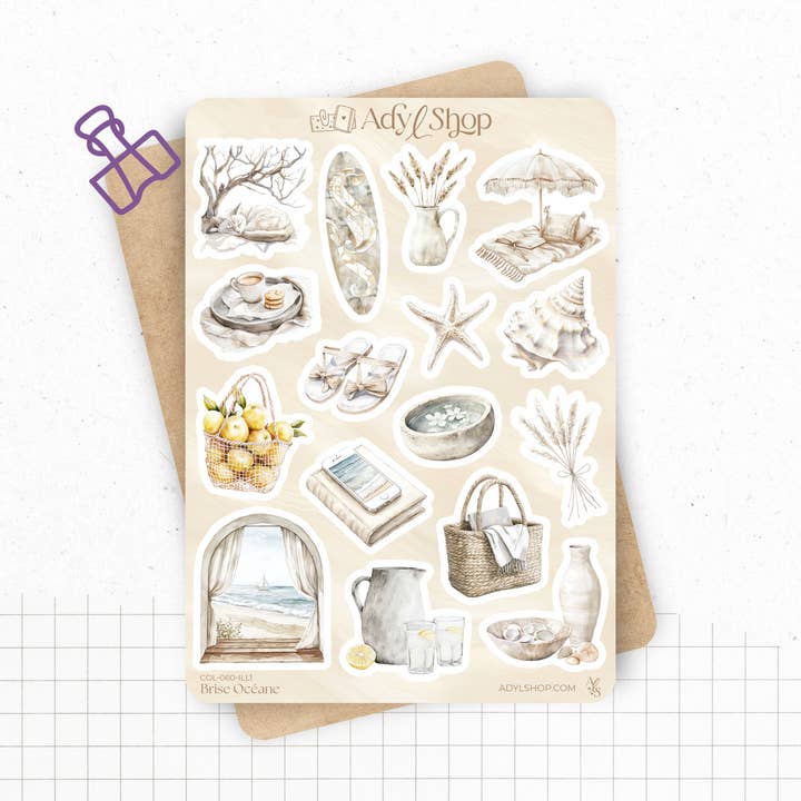 Folhas de autocolantes "Brise Océane" - Autocolantes de verão por atacado de AdyLShop