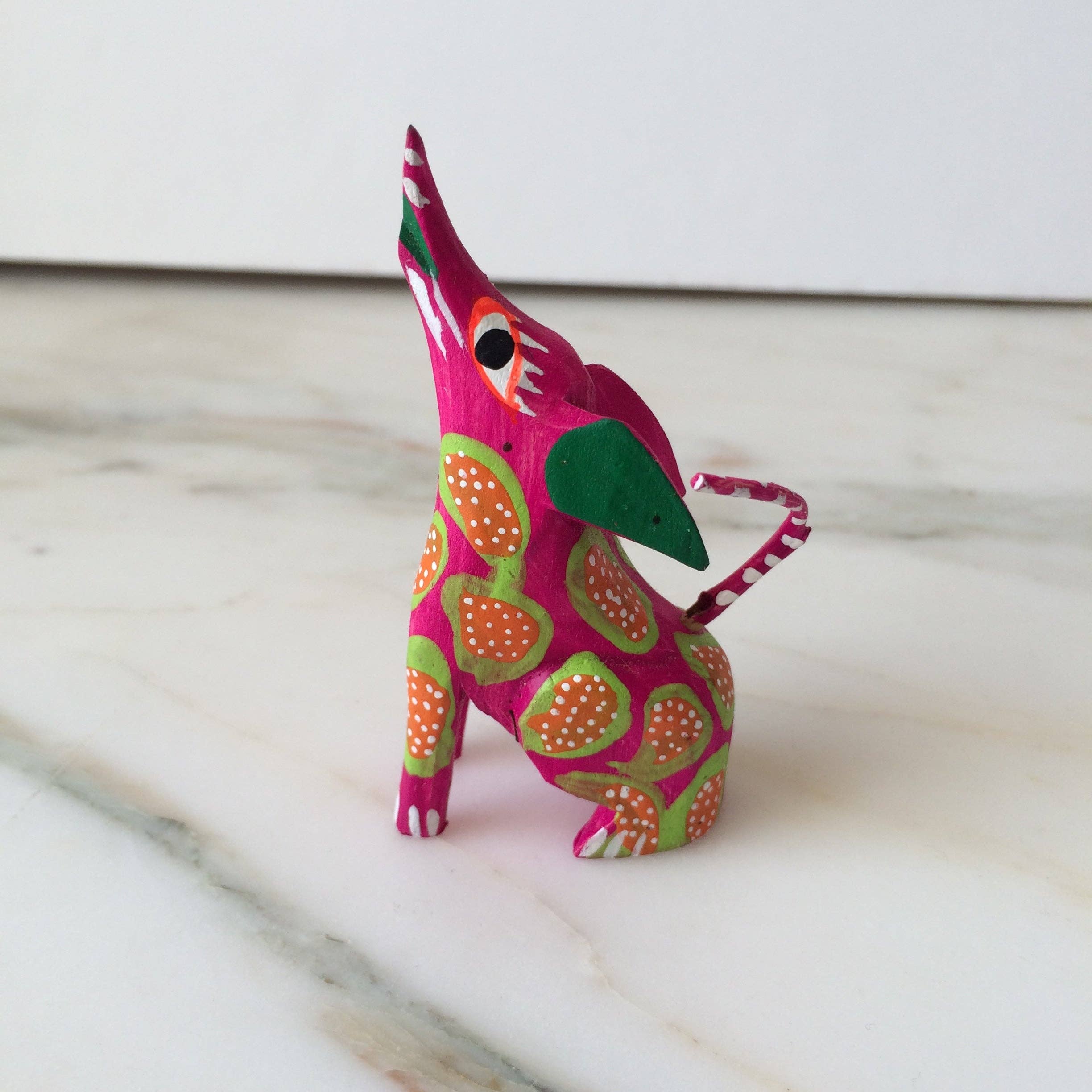 The Little Pueblo - Wholesale Decorative Figurine - Oaxacan Alebrije Coyote Mini Wood Carving Mexican Hand Painted11
