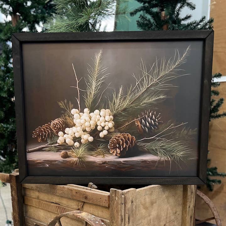 JanMichaels Art & Home - Wholesale Wall Sign - HK388 Wintry Pine Harmony Box Frame