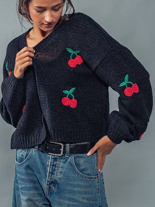 Fashion Week - Wholesale Cardigan - Women's - Cherry Crochet Cardigan