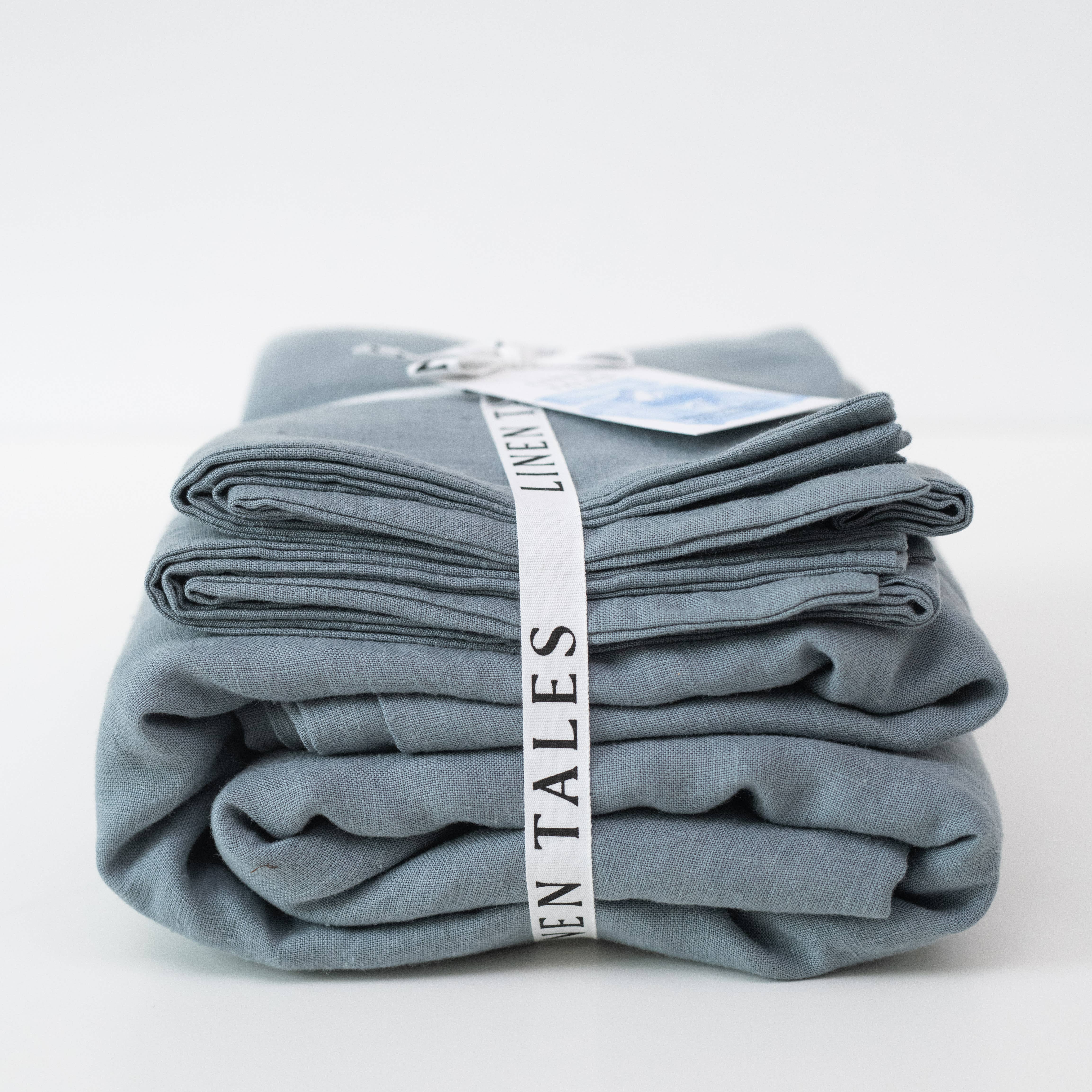 Linen Tales (We cover U.S. import duties) - Wholesale Bedding Set - Blue Fog Linen Duvet Cover Set7