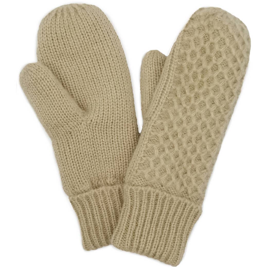 Fashion City - Wholesale Mittens - Women's - Cable Knitted Mittens with Sherpa Lining0