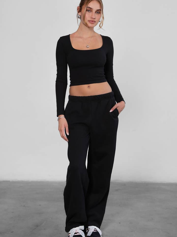 TICTOC - Wholesale Lounge Sweatpants/Joggers - Women's - LANI Lightweight Fleece Wide Leg Sweatpants