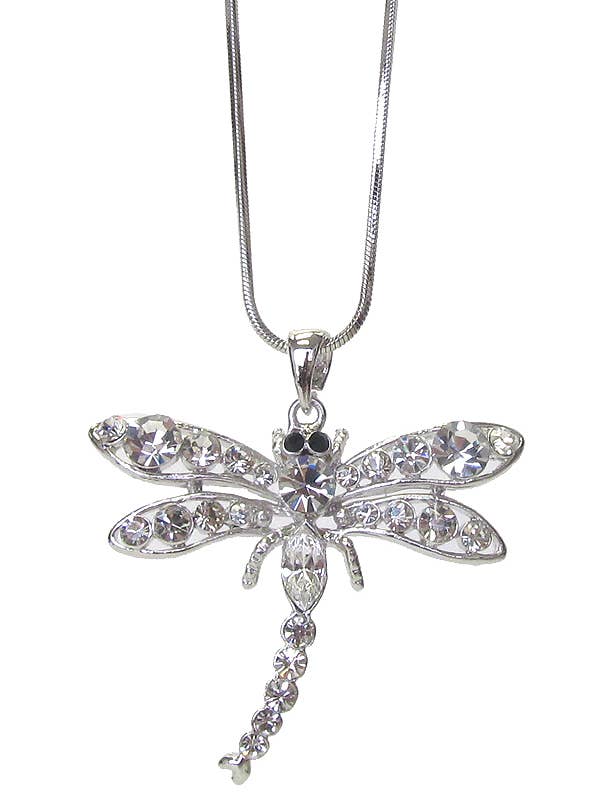 ( C787 ) CRYSTAL DRAGONFLY PENDANT NECKLACE for wholesale by Jewelry Max