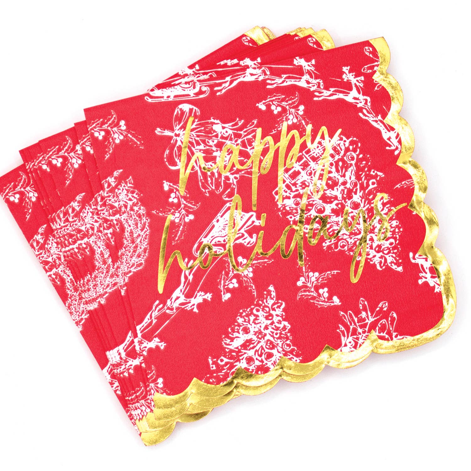 8 Oak Lane - Wholesale Disposable Napkin - Red Toile Paper Beverage Napkin Packs1