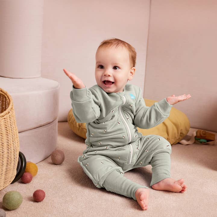 Long Sleeve Warm Sleep Suit - Cotton 2.5 TOG- Olive Bees for wholesale by Love to Dream