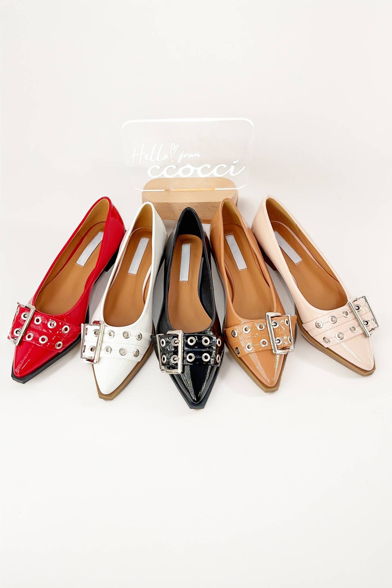 CCOCCI - Wholesale Flats - Women's - RIVETS-37 POINTED TOE EYELET BUCKLE DECOR FLATS2