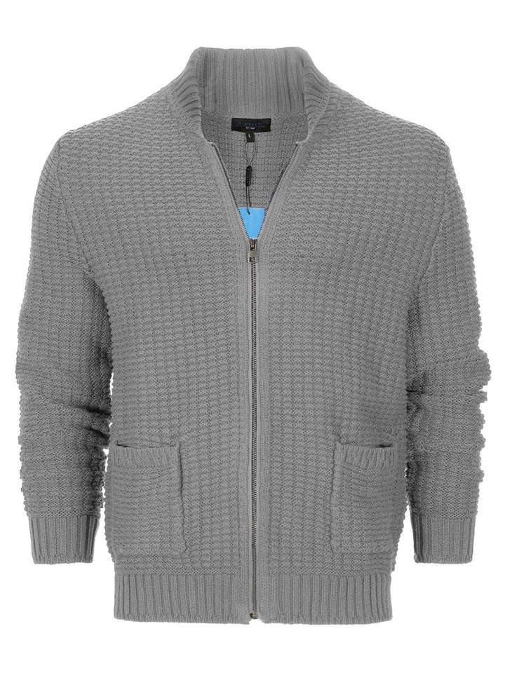b-one inc - Wholesale Cardigan - Men's - Men's Milano Rib Knitted Sweater Full Zipp Cardigan GB-AF12077