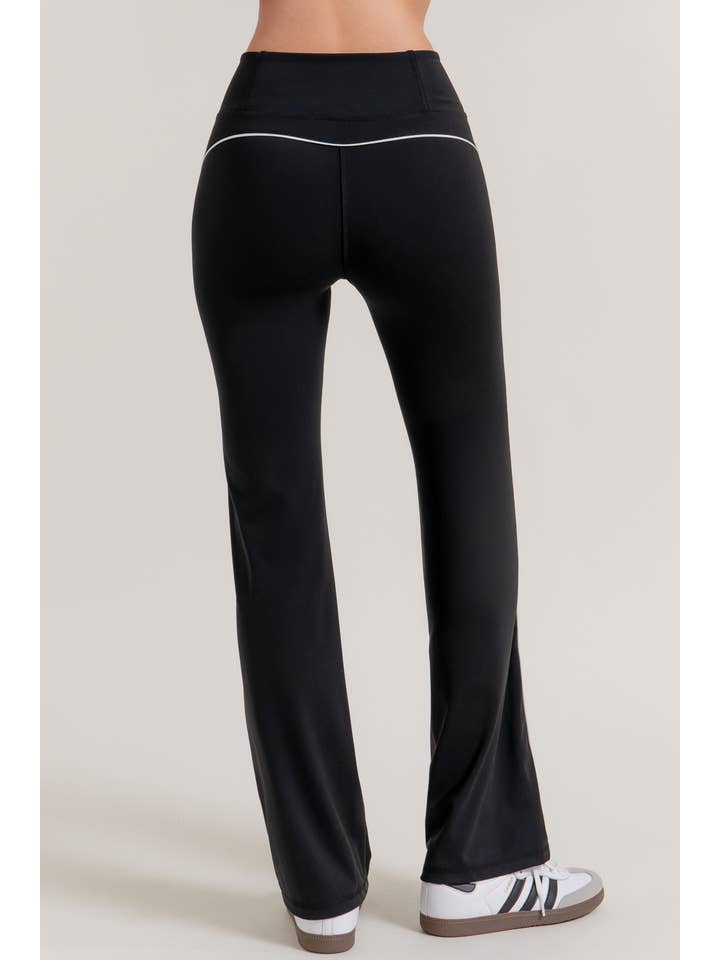 Active Basic | Active USA - Wholesale Athletic Pants - Women's - Waist Band Contrast Piping Detail Workout Pants7