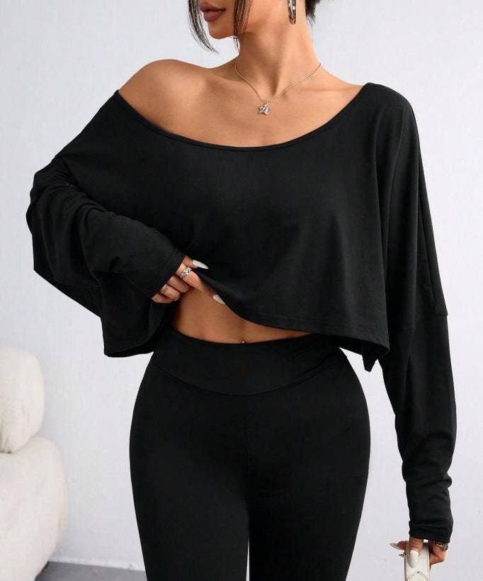 HIDDENBRAND - Wholesale T-Shirt - Women's - One-shoulder Y2K top loose long-sleeves T-shirt5