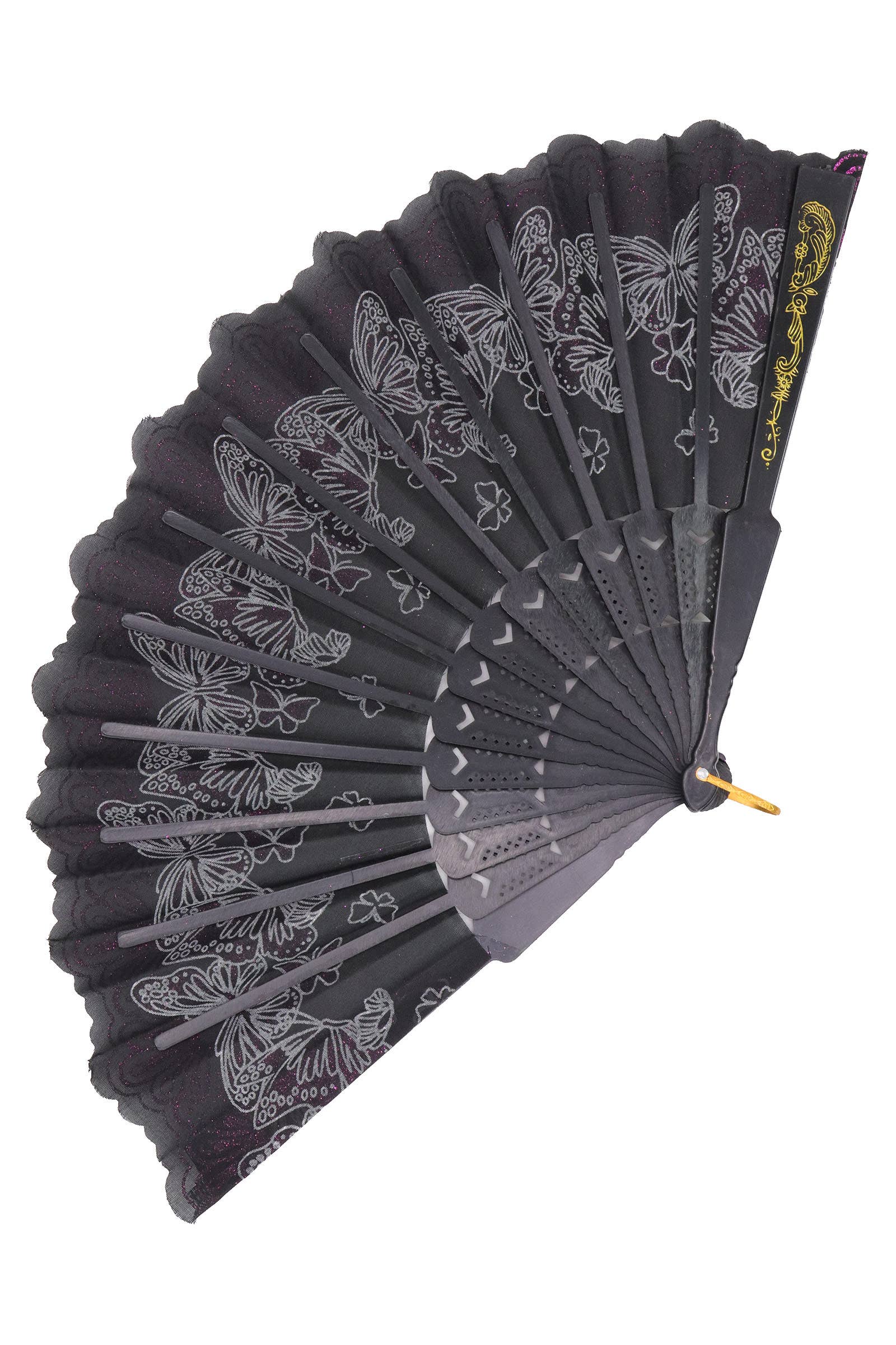 ASSORTED Butterfly Floral Glitter Handheld Folding Fan for wholesale on Faire3