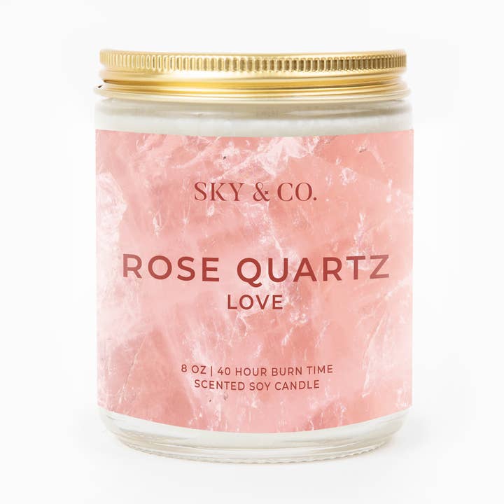 8oz Rose Quartz - Crystal Infused Candle for wholesale by Sky and Company