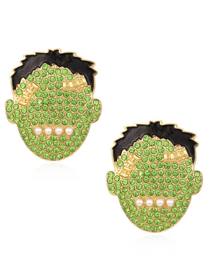 Frankenstein Rhinestone Stud Earrings E4993 for wholesale by Ole