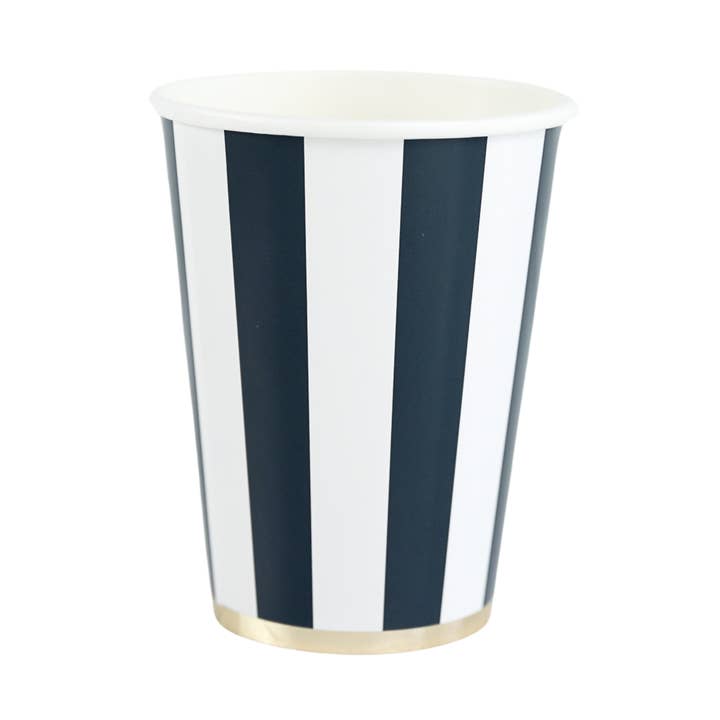 MIDNIGHT BLUE CABANA STRIPE CUPS for wholesale by Bonjour Fête