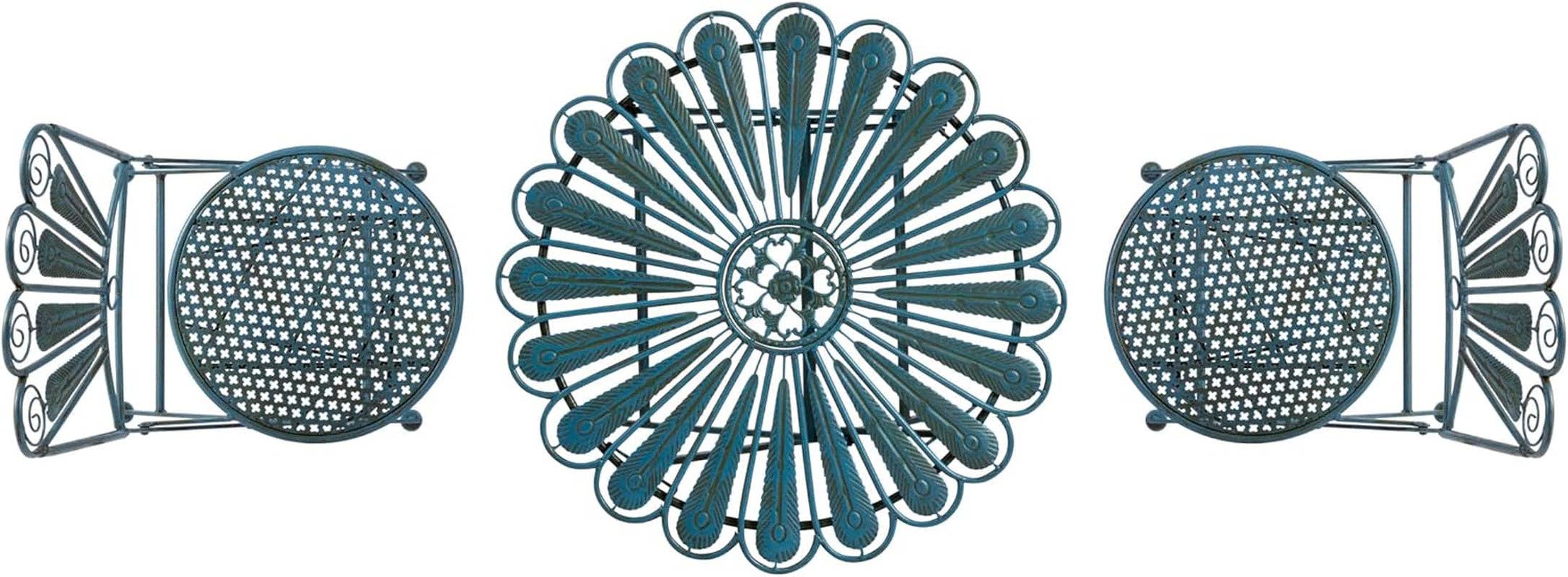 Peacock Bistro Set 3 Piece Light Blue Outdoor Patio Furniture for wholesale on Faire9