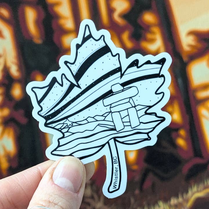 Northwest By Nature - Wholesale Sticker - Maple Leaf Whistler Blackcomb Inukshuk Black Tusk Sticker