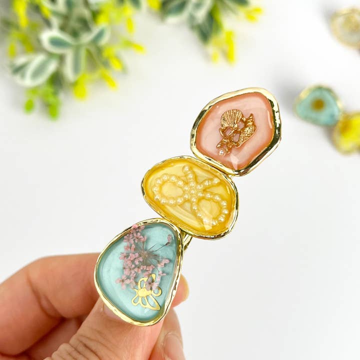 TheDivaSoap - Wholesale Hair Clip - Women's - Retro Flower Gold Edge Duckbill Clip,High Quality Hair Clip7