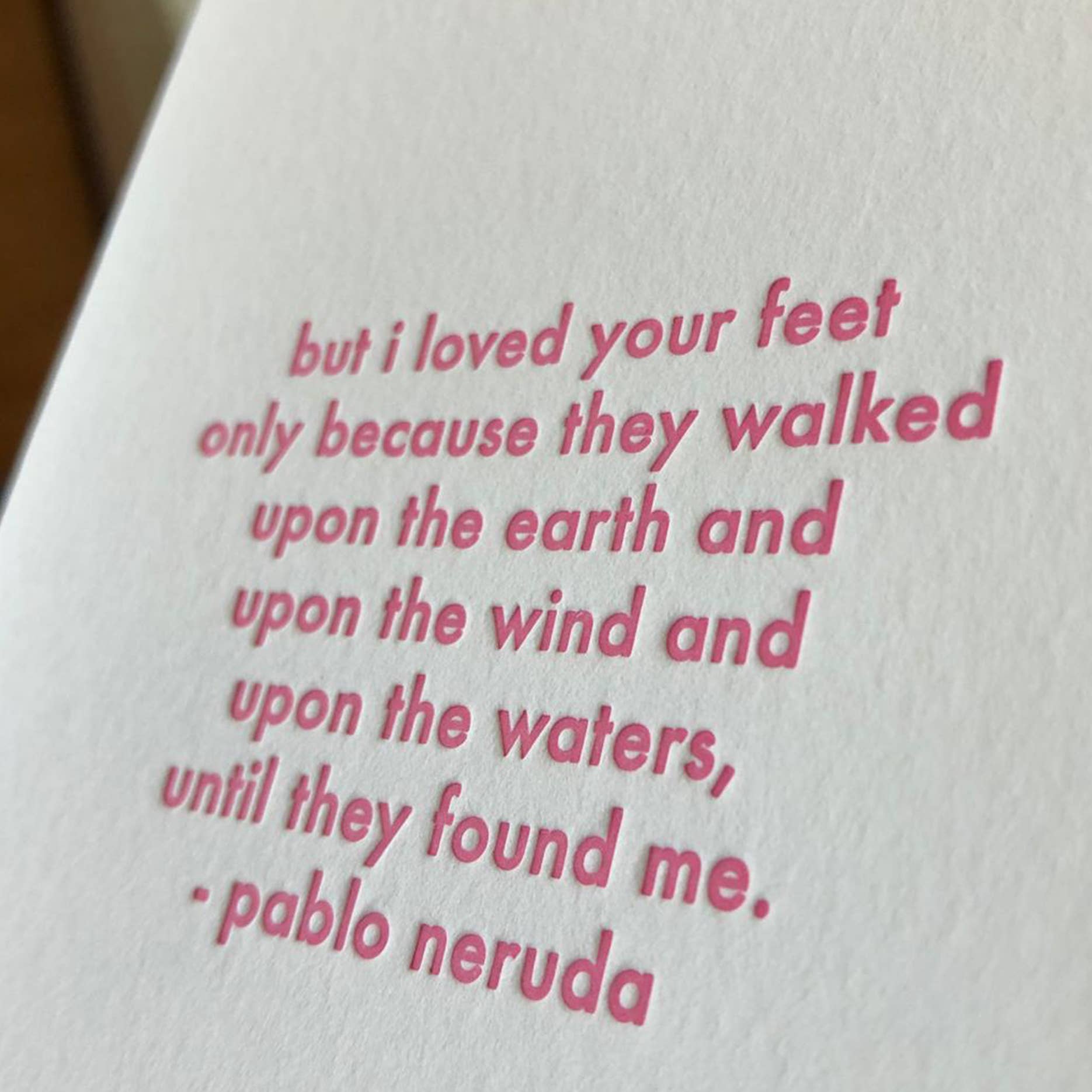 Willowcrest Press - Wholesale Love Card - Pablo Neruda - Feet(Letterpress Greeting Card With Envelope)1