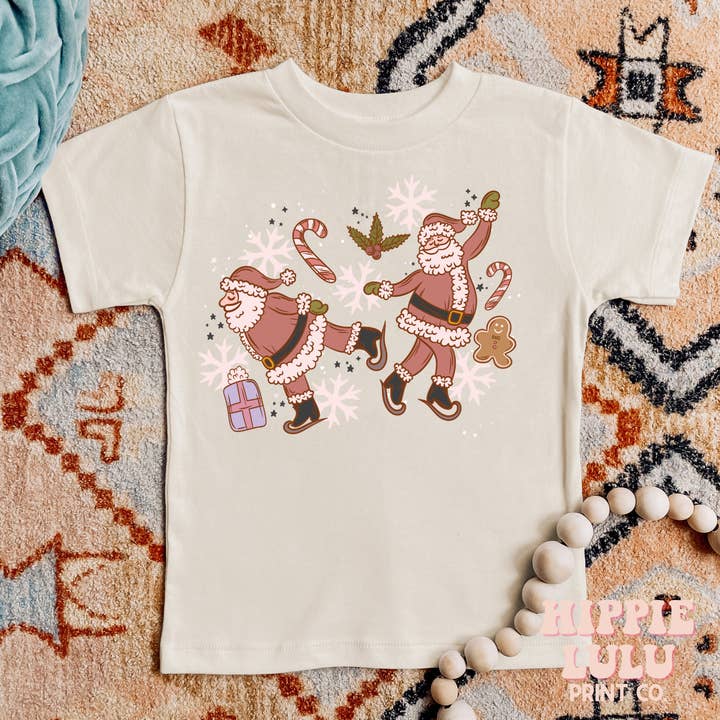 SKATING SANTA | Retro-Vintage-T-Shirt für Kinder im Hippie-Stil für den Großhandel von Hippie Lulu Co.