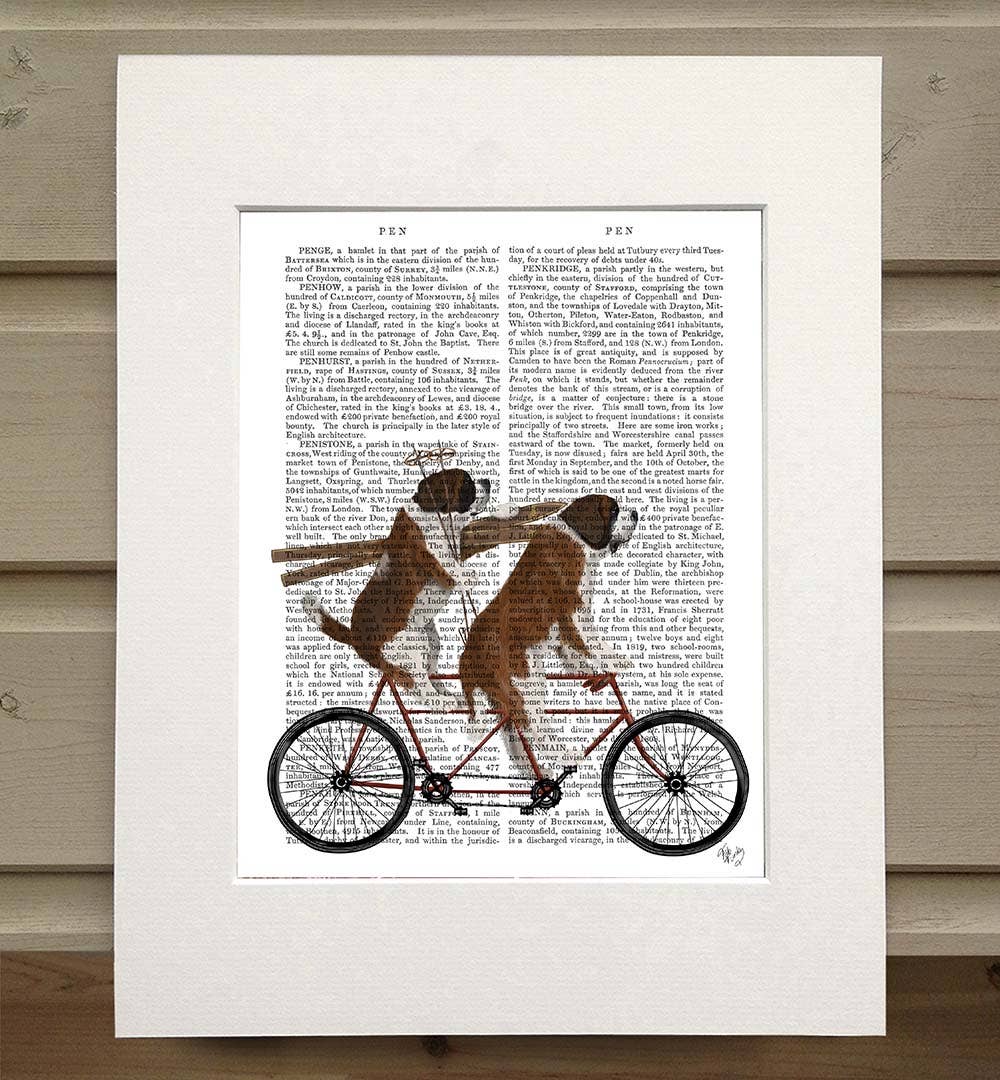 FabFunky Ltd - Wholesale Art Print - St Bernard Tandem Bike Dog Book Print / Art Print / Wall Art0