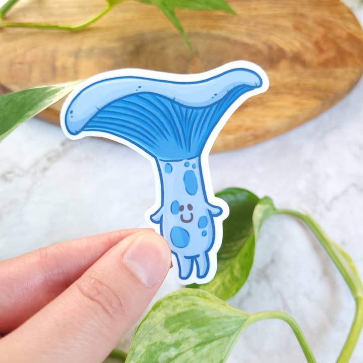 Autocolante em Vinil de Cogumelo Indigo Milk Cap, 3x3"  por atacado de Chez Louie Designs