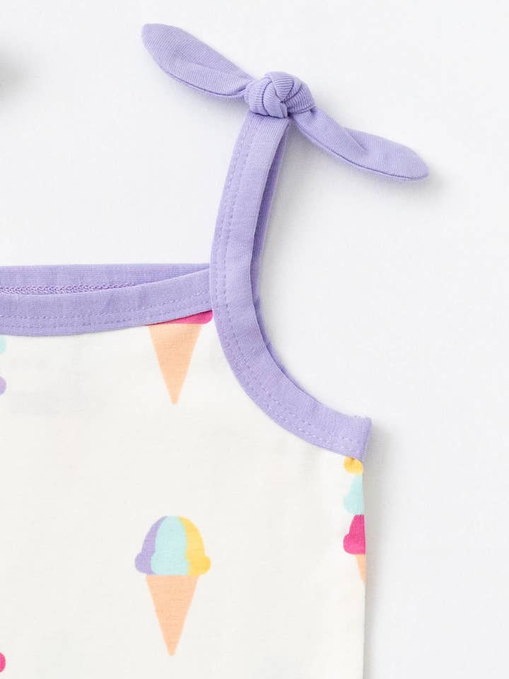 Monica + Andy - Wholesale Top & Short Set - Baby - Baby Tank Bodysuit + Ruffle Short Set_Ice Cream Social