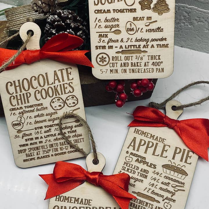 The Wooden Gift Co - Wholesale Ornament - American Style Recipe Board Tree Ornament - Chocolate Chip5