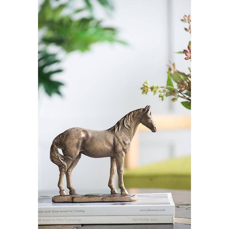 A&B Home Group Inc. - Wholesale Decorative figurine - 8.5x2.5x7" Rustic Polyresin Standing Horse Statue - Copper
