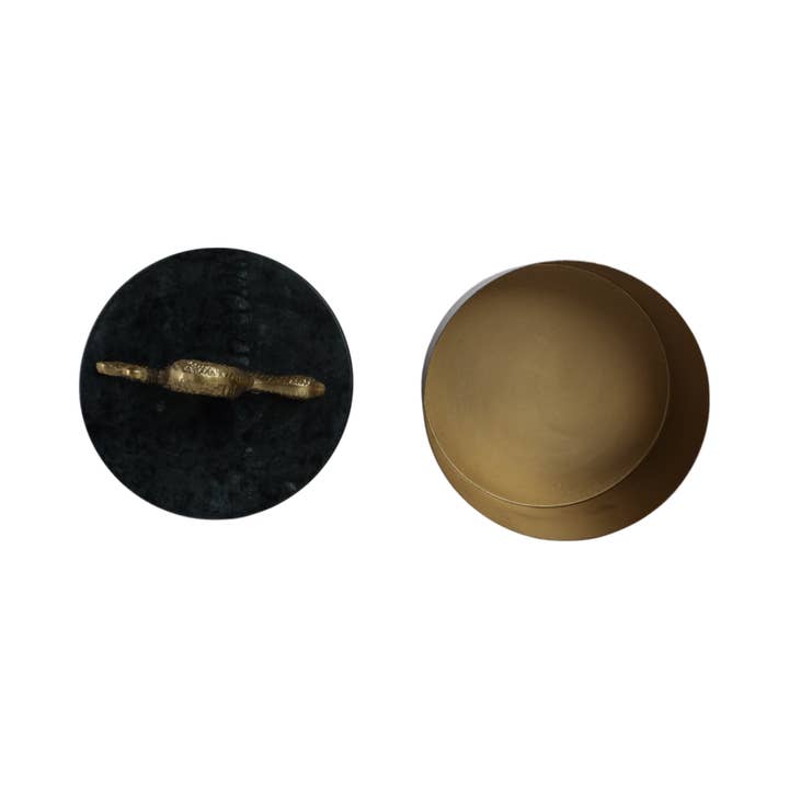Sagebrook Home - Wholesale Decorative Box - Decorative Box - Gold Metal Round Snake Handle, 5 in.11