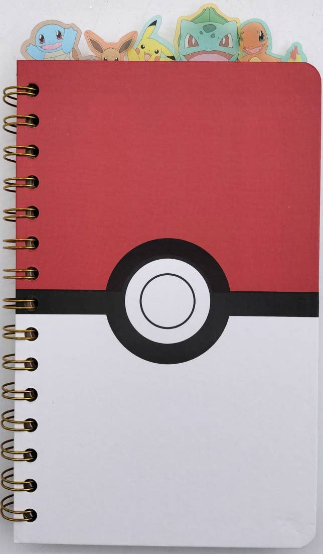Silver Buffalo - Wholesale Notebook - Pokemon Pokeball Starters 8" x 5" Spiral Tabbed Notebook1