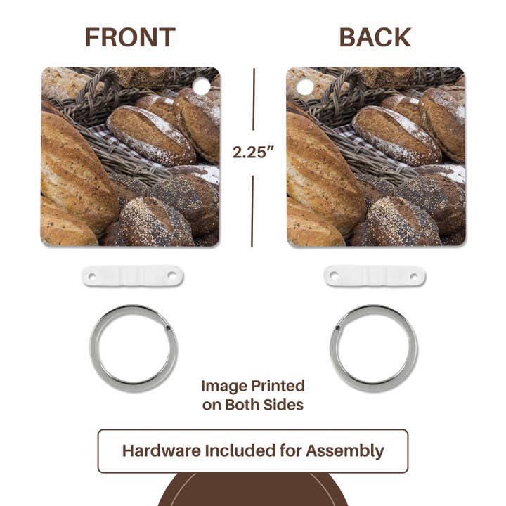 3dRose - Wholesale Keychain – Unisex - 3dRose, A variety of breads in baskets at a market in the town of Alkmaar. 1, Key Chain4