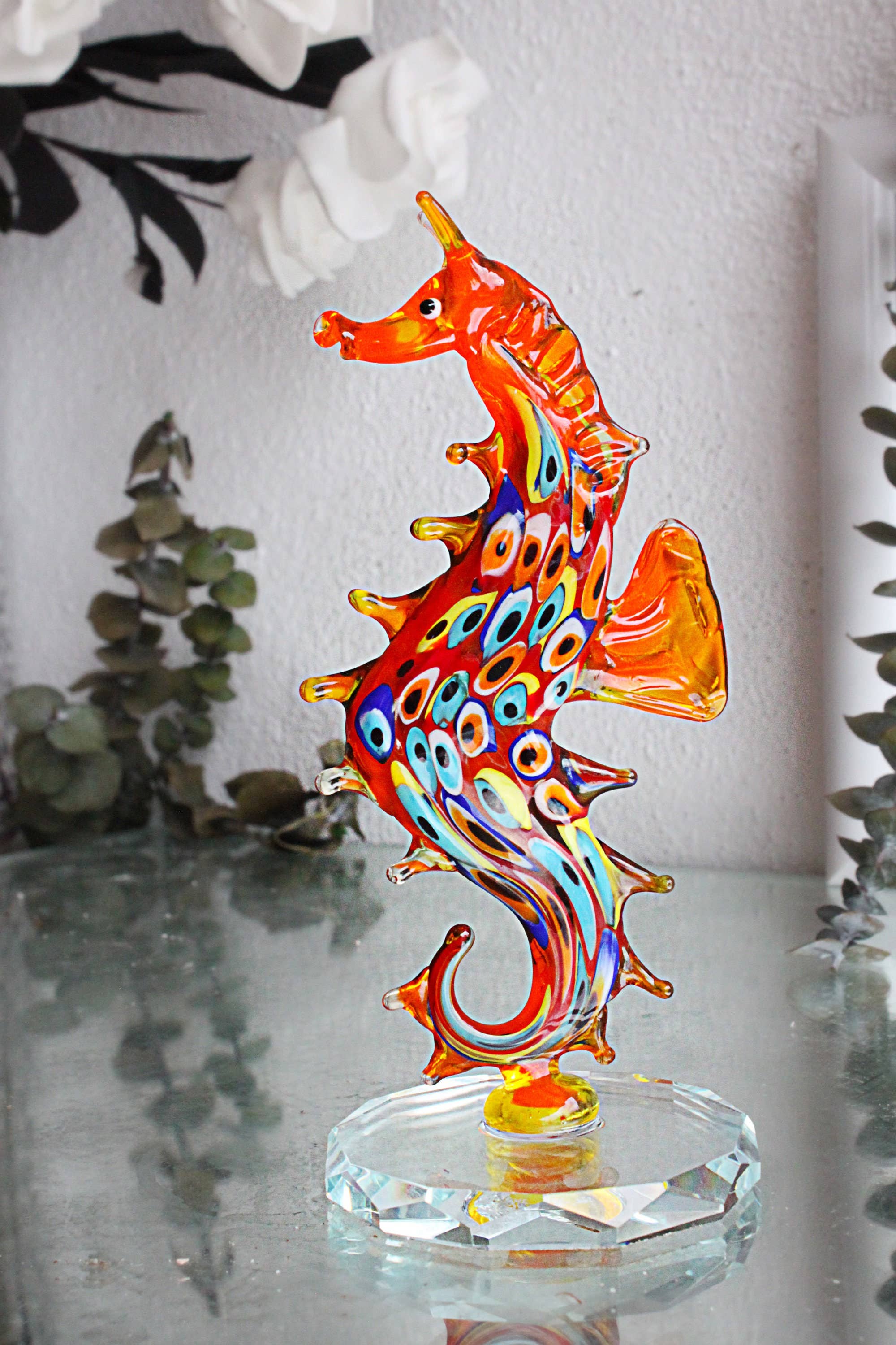 Adamodart - Venta al por mayor Escultura - Escultura de caballito de mar de cristal, decoración turca de ojos malvados, nazar4