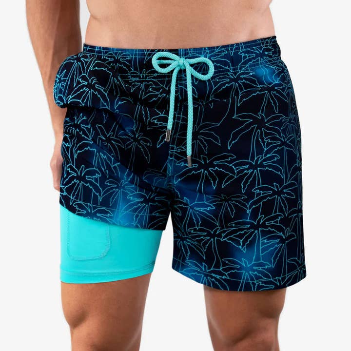 Men’s Premium Compression-Lined Hybrid Shorts – Foggy Palms for wholesale by CAPELLE MIAMI
