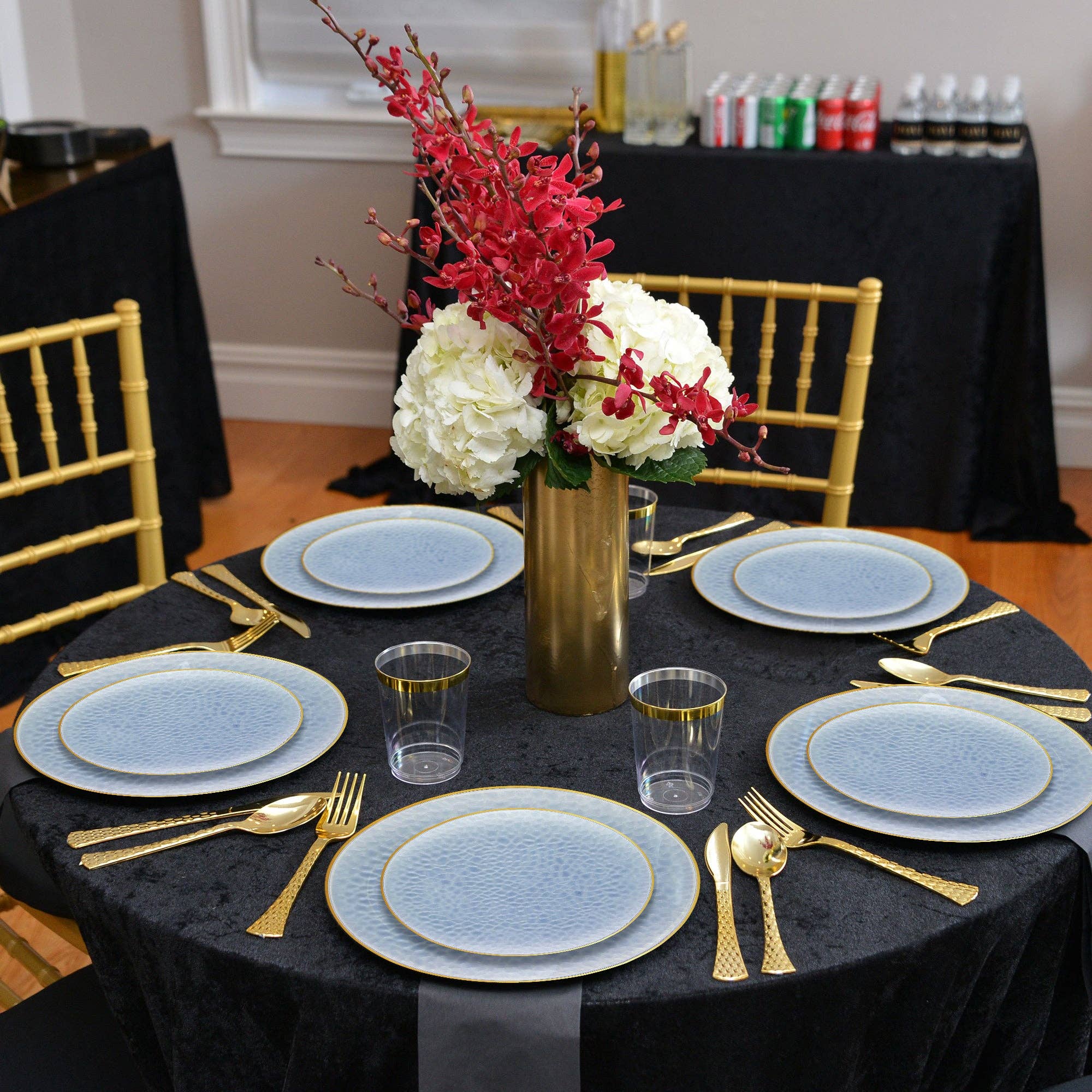 Smarty had a Party – wholesale Disposable plate – 7.5" Clear Blue w/ Gold Rim Plastic Salad Plates - 10 pcs8