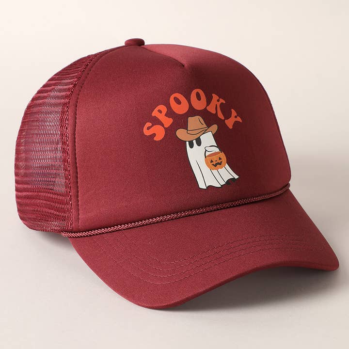 Fashion City - Wholesale Trucker Hat - Unisex - Spooky Ghost Printed Halloween Trucker Hat8