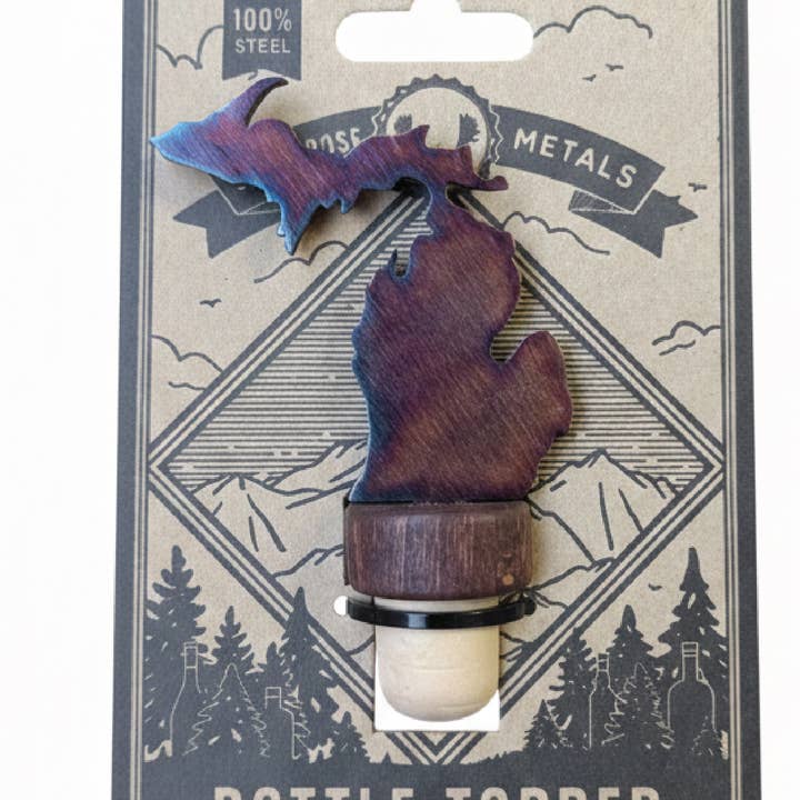 Bouchon de bouteille de vin et de whisky de l'État du Michigan 100 % acier pour la vente par Blue Moose Metals