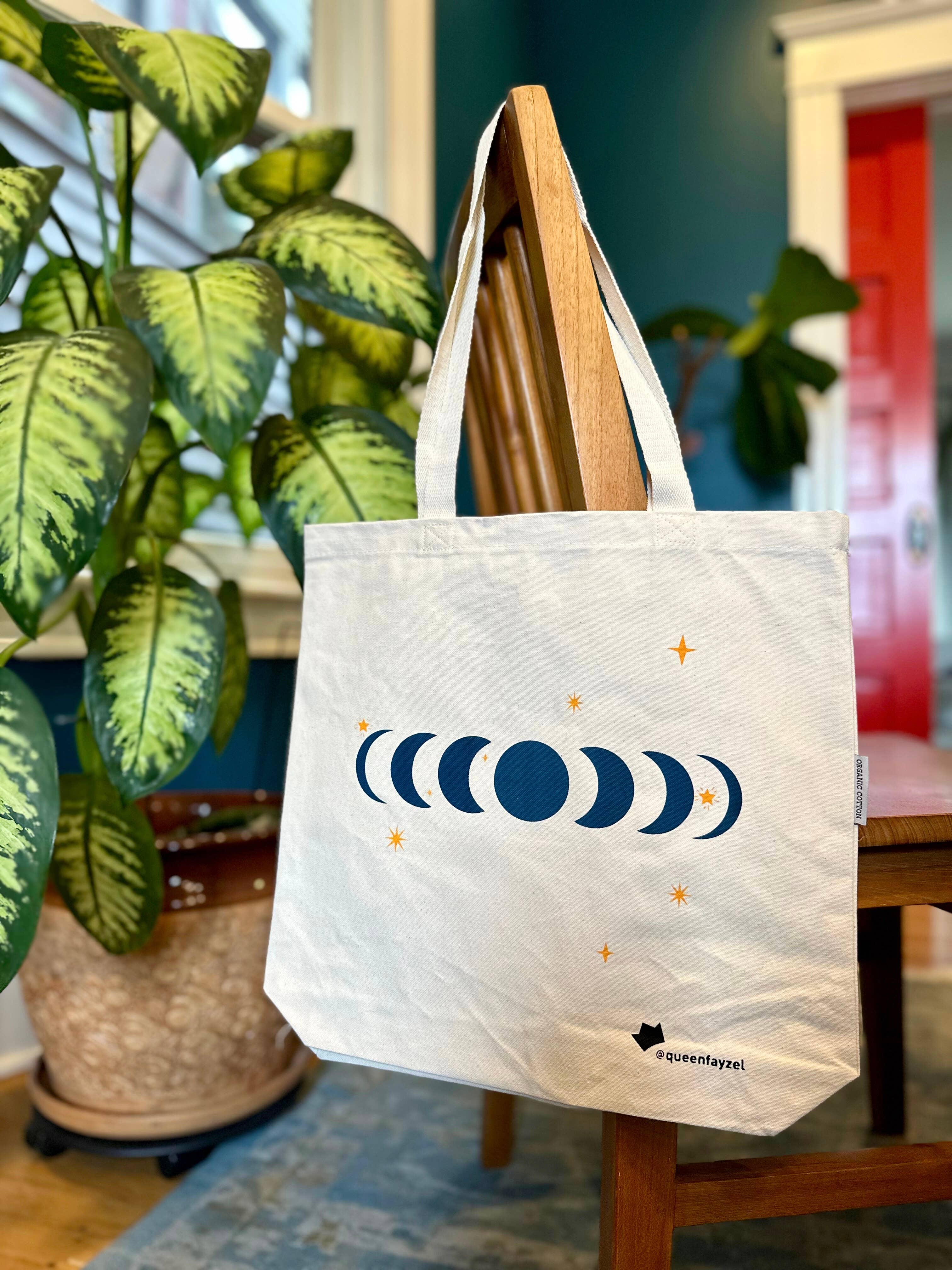 Queen Fayzel - Wholesale Tote Bag - Unisex - Moon Phases Organic Canvas Tote Bag3