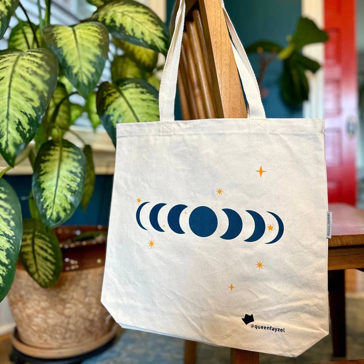 Queen Fayzel - Wholesale Tote Bag - Unisex - Moon Phases Organic Canvas Tote Bag3