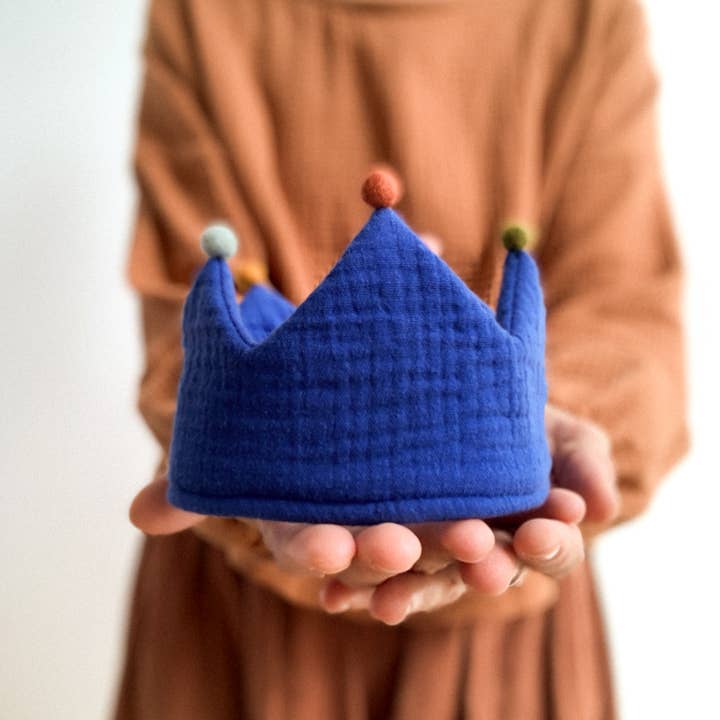 Monocrom - Wholesale Party hat/crown - Dark blue birthday crown with pom-poms3