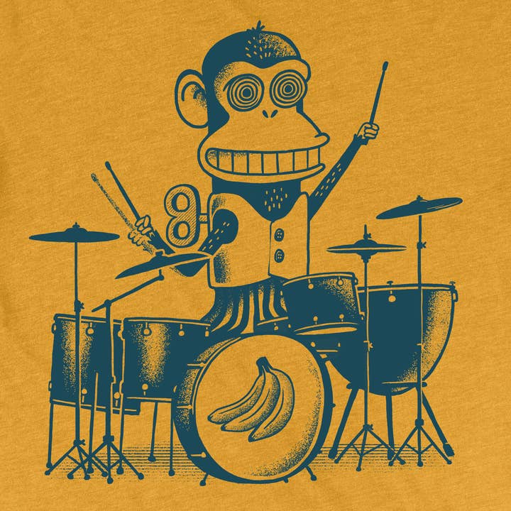 Mustard Wound Up Monkey Unisex Shirt for wholesale on Faire1