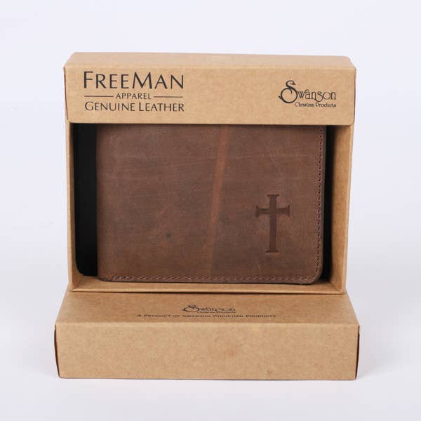 Swanson Christian Products - Wholesale Wallet - Men's - Wallet Leather Men'S Cross Brown2