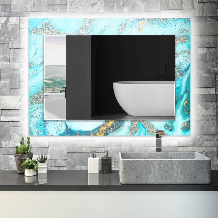 Abstract Tempered Glass Wall Mirror for wholesale by MyPhotostation