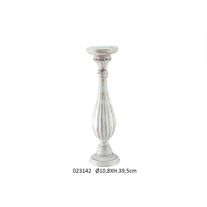 White/Gold Candle Holder Gm 'Lupin' Ø10.8 X H.39.5 cm for wholesale by Faye