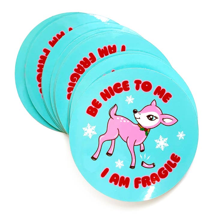 Krystan Saint Cat – wholesale Sticker – Be Nice To Me I Am Fragile Deer Christmas Vinyl Sticker2