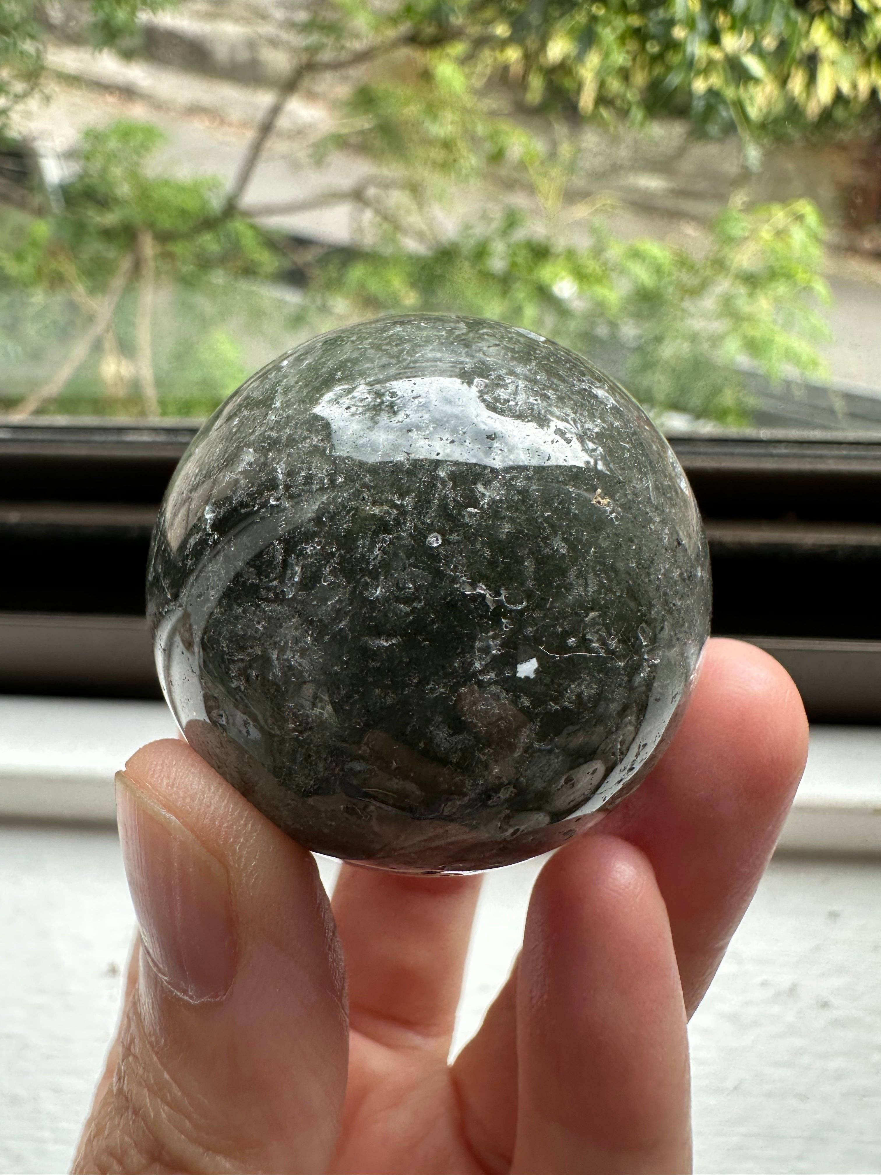 Moon Rituals - Wholesale Spiritual Stone/Crystal - Garden Quartz Green Phantom Quartz Lodolite Scenic Quartz Sphere Ball, Christmas Crystal Gift6